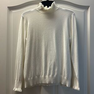 Scalloped Ivory Turtleneck